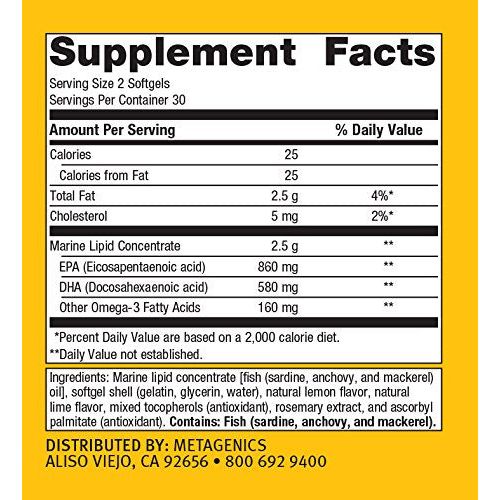 Metagenics OmegaGenics EPA-DHA 720mg - Daily Omega 3 Fish Oil Supplement to Support Cardiovascular, Musculoskeletal and Immune System Health - 60 Count