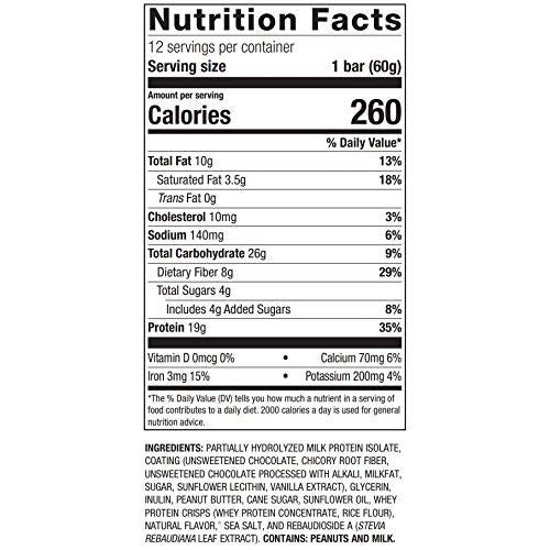 Metagenics Ultra Protein Bar - Protein Fitness Bar with 19 grams of Protein and 8 grams of Dietary Fiber, Peanut Butter Flavor, 12 Bars