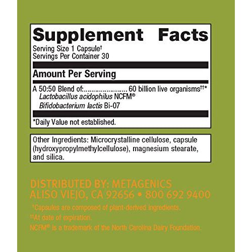 Metagenics UltraFlora IB Daily Probiotic Supplement with Targeted Relief for Recurring Intestinal Distress - 30 Capsules