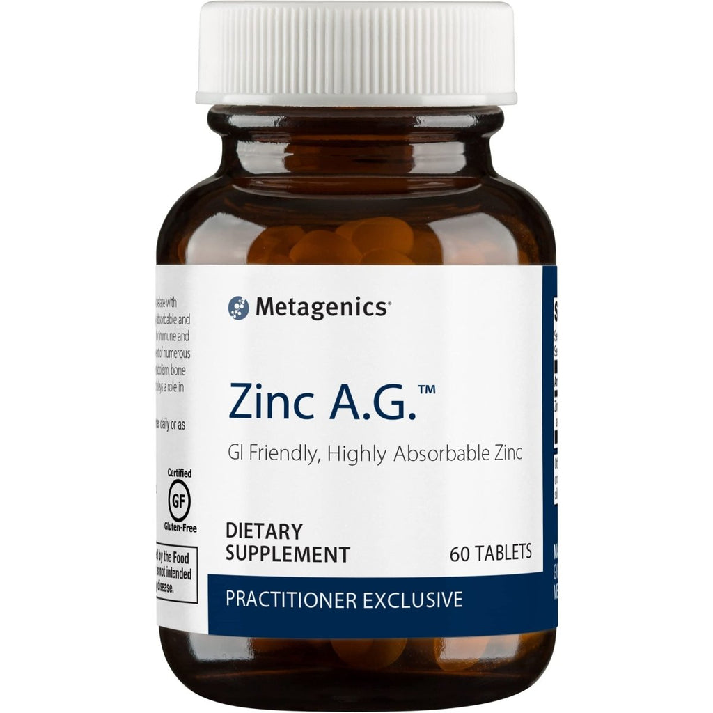 Metagenics Zinc AG, Highly Absorbable GI Friendly 20 mg Zinc Arginate and Zinc Glycinate Supplement - 60 Tablets