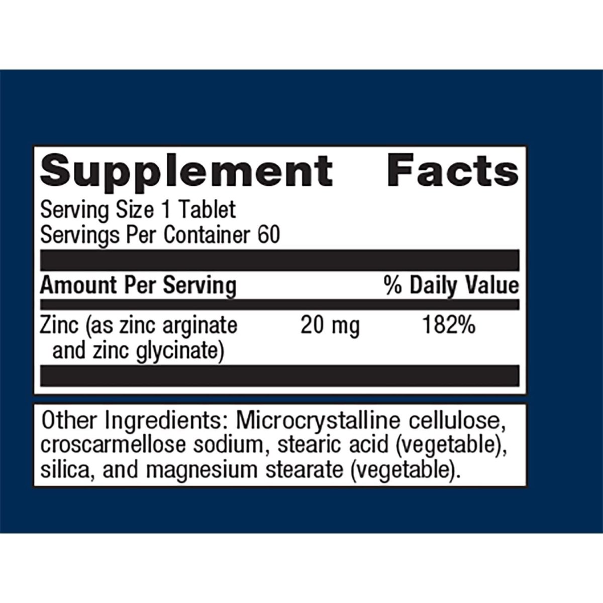 Metagenics Zinc AG, Highly Absorbable GI Friendly 20 mg Zinc Arginate and Zinc Glycinate Supplement - 60 Tablets