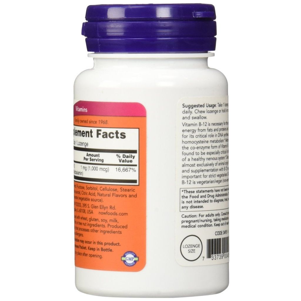 Methyl B-12, 1000mcg, 100 LOZ by Now Foods (Pack of 2)