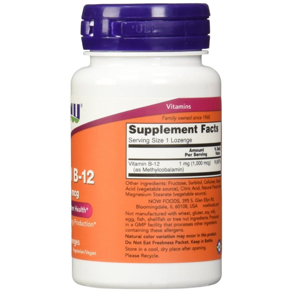 Methyl B-12, 1000mcg, 100 LOZ by Now Foods (Pack of 2)