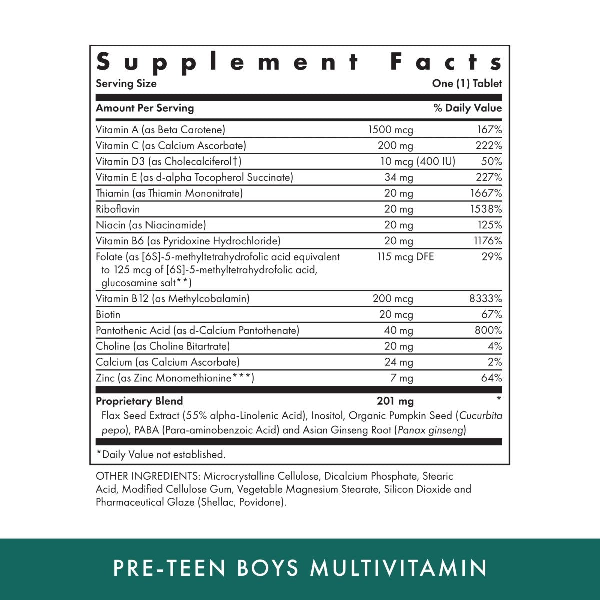 Michael's Naturopathic Programs - Pre-Teen Boys Daily Multi-Vitamin - 60 Vegetarian Tablets
