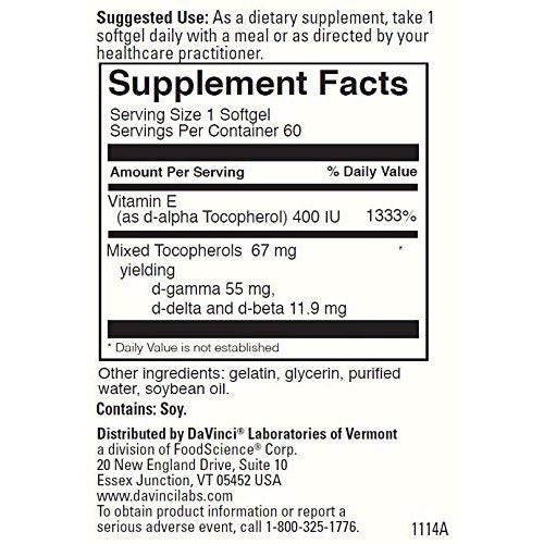 Natural Mixed Tocopherol E 400 60 Softgels