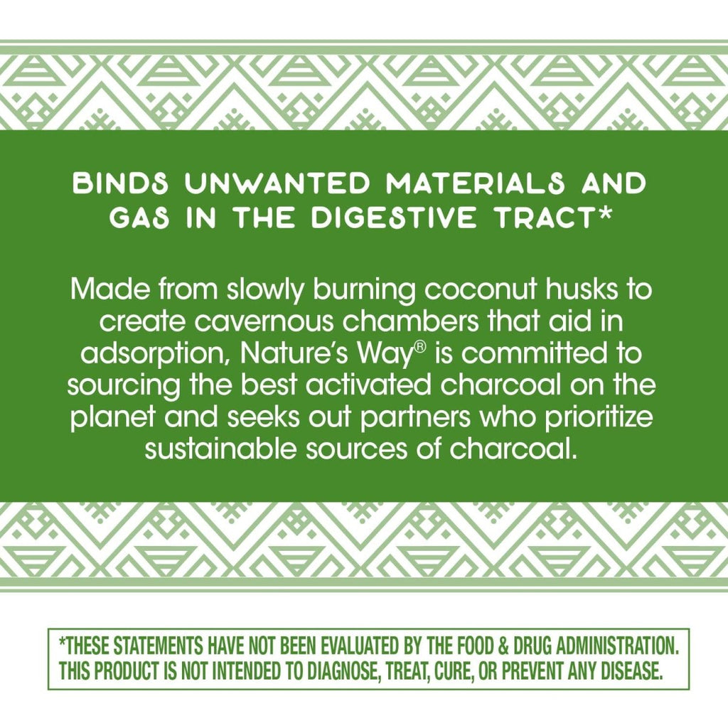 Nature's Way Activated Charcoal, Binds Unwanted Materials and Gas*, 560mg per Serving, 360 Capsules