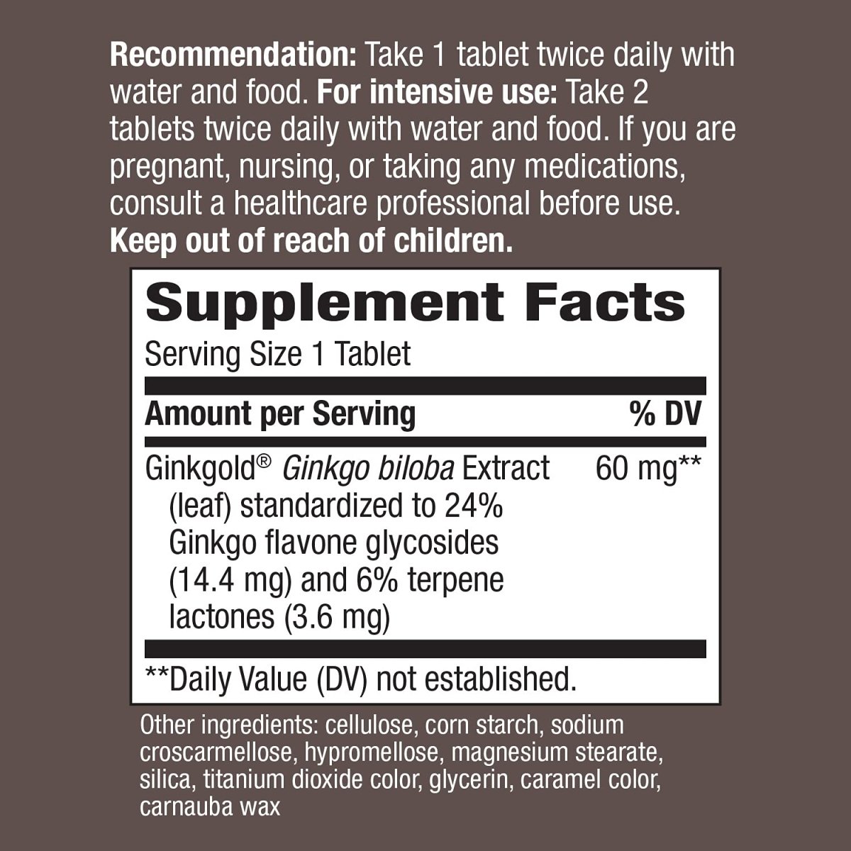 Nature's Way Advanced Ginkgold Extract - Cognitive and Memory Support* - 50 Tablets