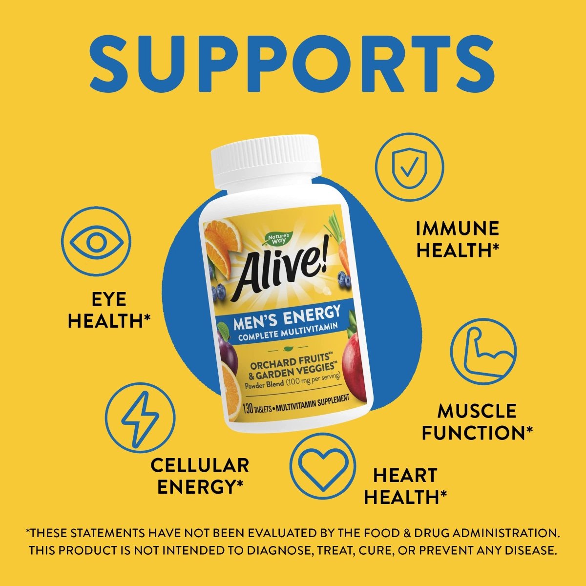 Nature's Way Alive! Complete Energy Multivitamin for Men, with High Potency B-Vitamins, Supports Cellular Energy*, 130 Tablets