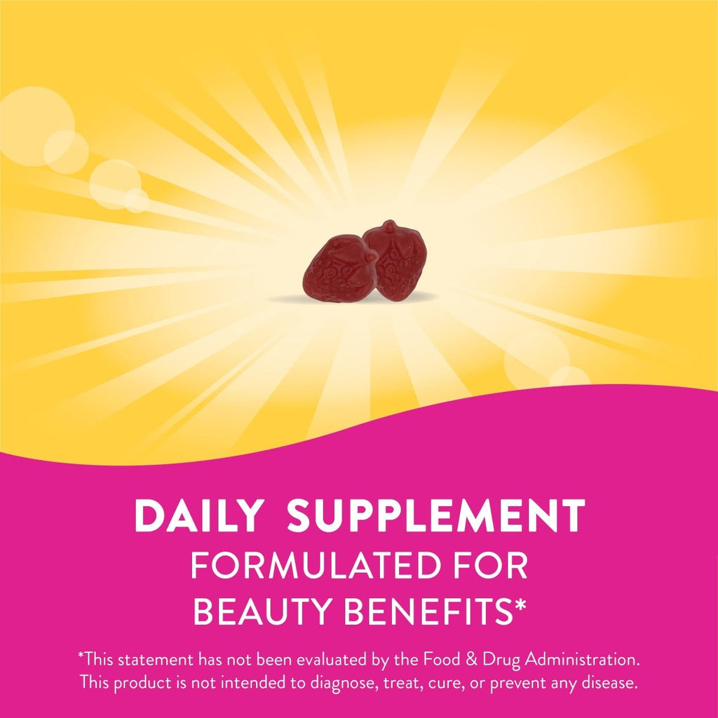 Nature's Way Alive! Hair, Skin & Nails Gummies, with Biotin and Collagen, Beauty Support*, 60 Strawberry Flavored Gummies