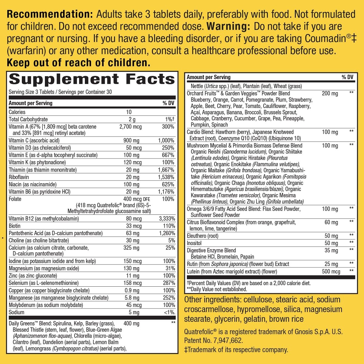 Nature's Way Alive! Max3 Potency Multivitamin, Support Daily Energy Metabolism*, No Added Iron, 90 Tablets