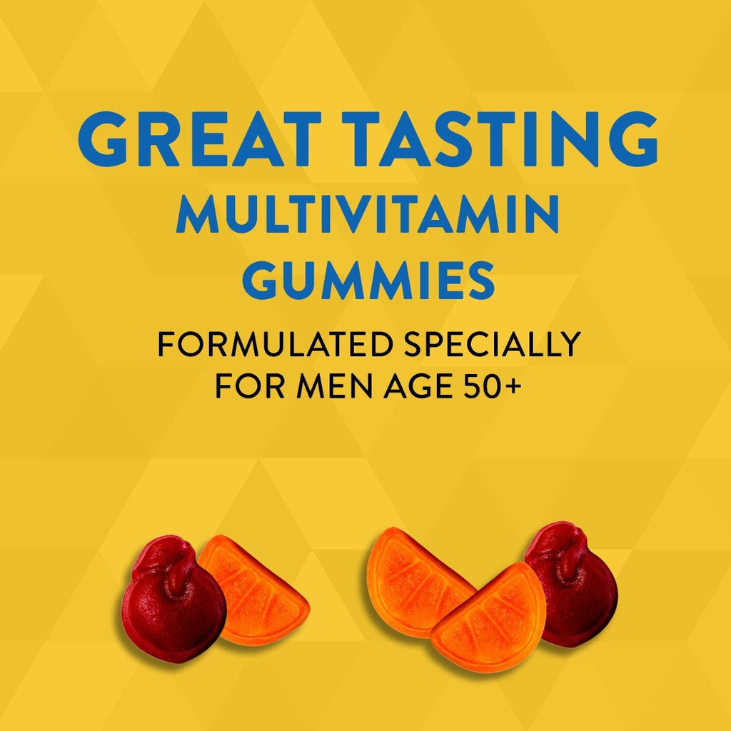 Nature?s Way Alive! Men?s 50+ Gummy Multivitamins, Supports Multiple Body Systems*, Supports Cellular Energy, B-Vitamins, Gluten-Free, Vegetarian, Fruit Flavored, 150 Gummie
