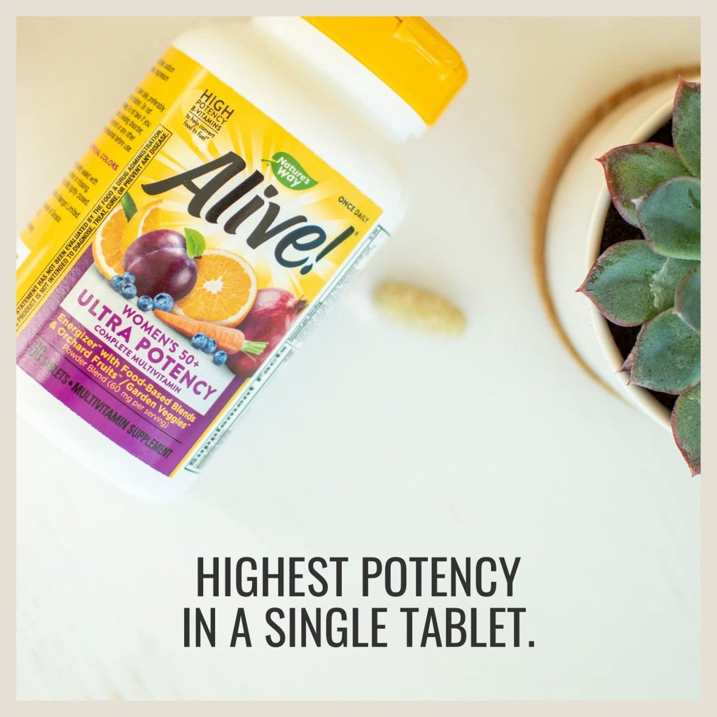 Nature's Way Alive!? Once Daily Women's 50+ Multivitamin, Ultra Potency, Food-Based Blends (60 mg per serving), 60 Tablets