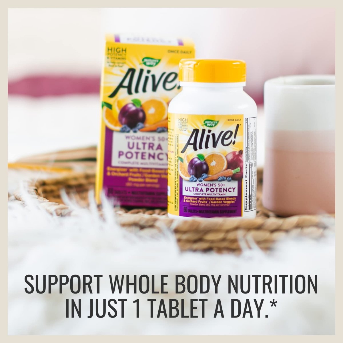 Nature's Way Alive!? Once Daily Women's 50+ Multivitamin, Ultra Potency, Food-Based Blends (60 mg per serving), 60 Tablets