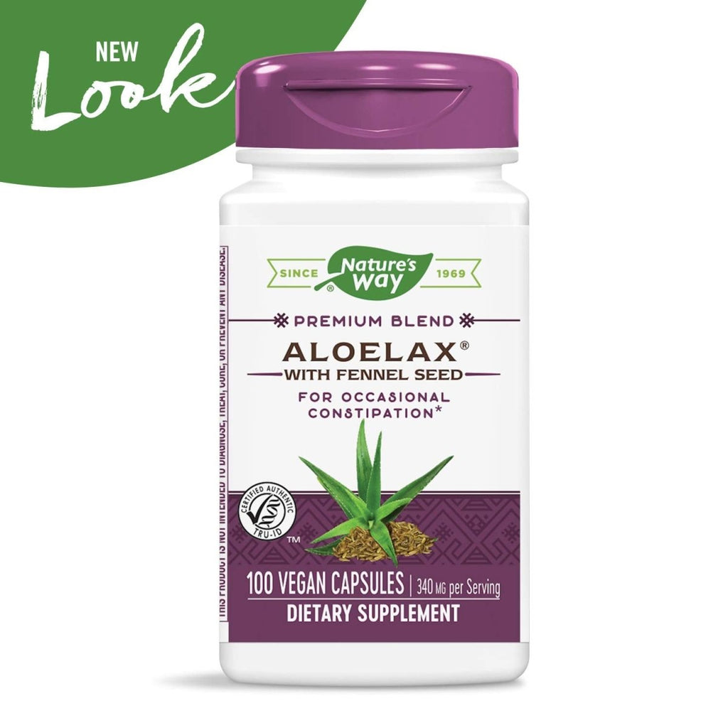 Nature's Way Aloelax, Premium Blend, with Fennel Seed, Occasional Constipation*, 340 mg, Vegan, 100 Capsules