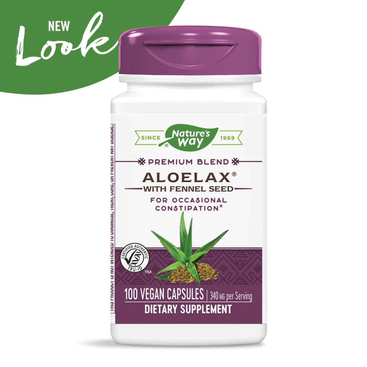 Nature's Way Aloelax, Premium Blend, with Fennel Seed, Occasional Constipation*, 340 mg, Vegan, 100 Capsules