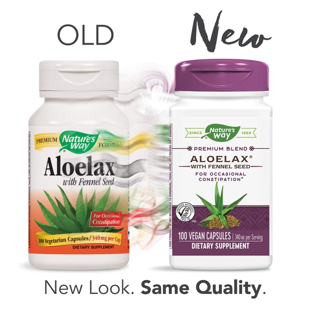 Nature's Way Aloelax, Premium Blend, with Fennel Seed, Occasional Constipation*, 340 mg, Vegan, 100 Capsules