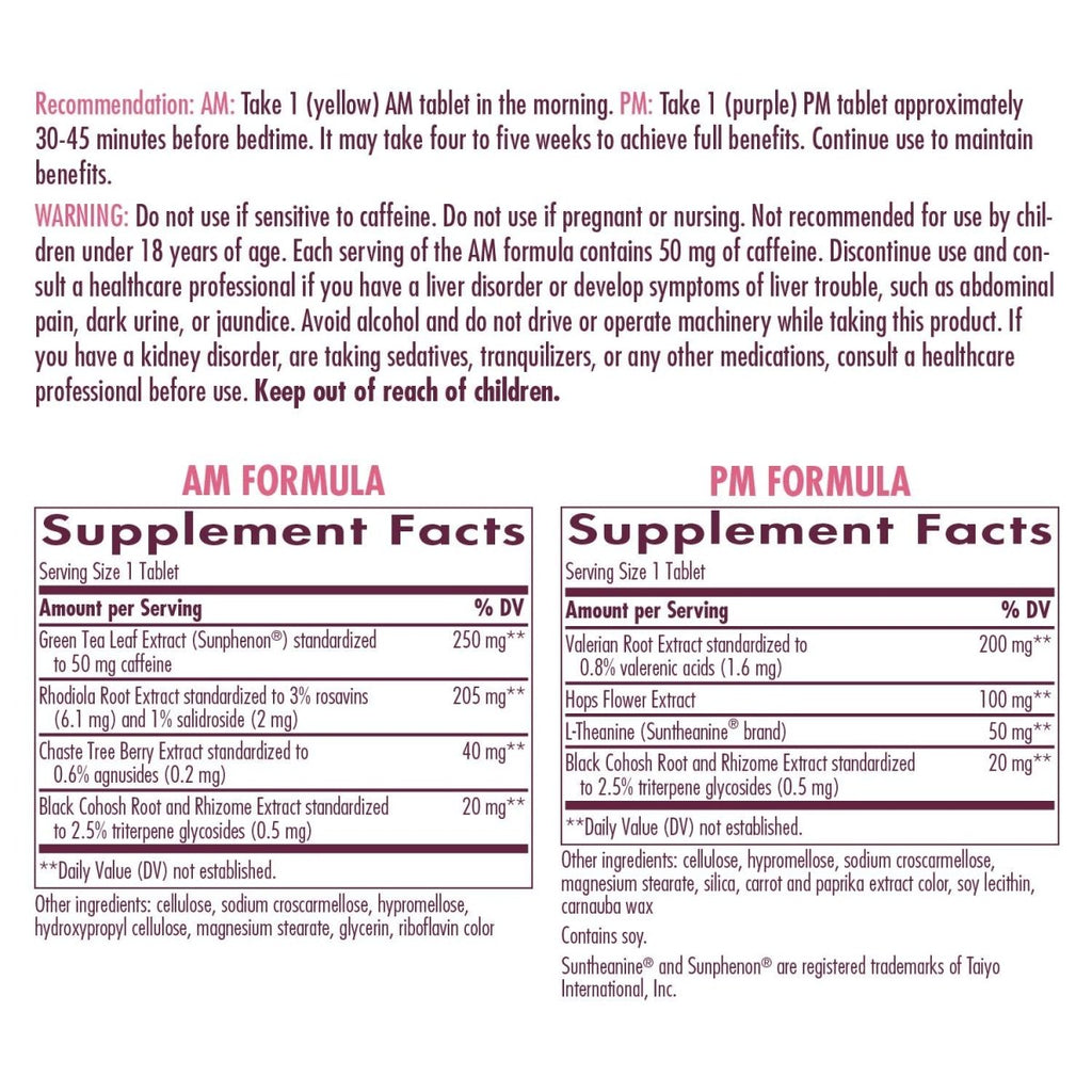 Nature's Way AM/PM PeriMenopause Formula - Hormone-Free Day & Night Relief, 30 AM & 30 PM Tablets