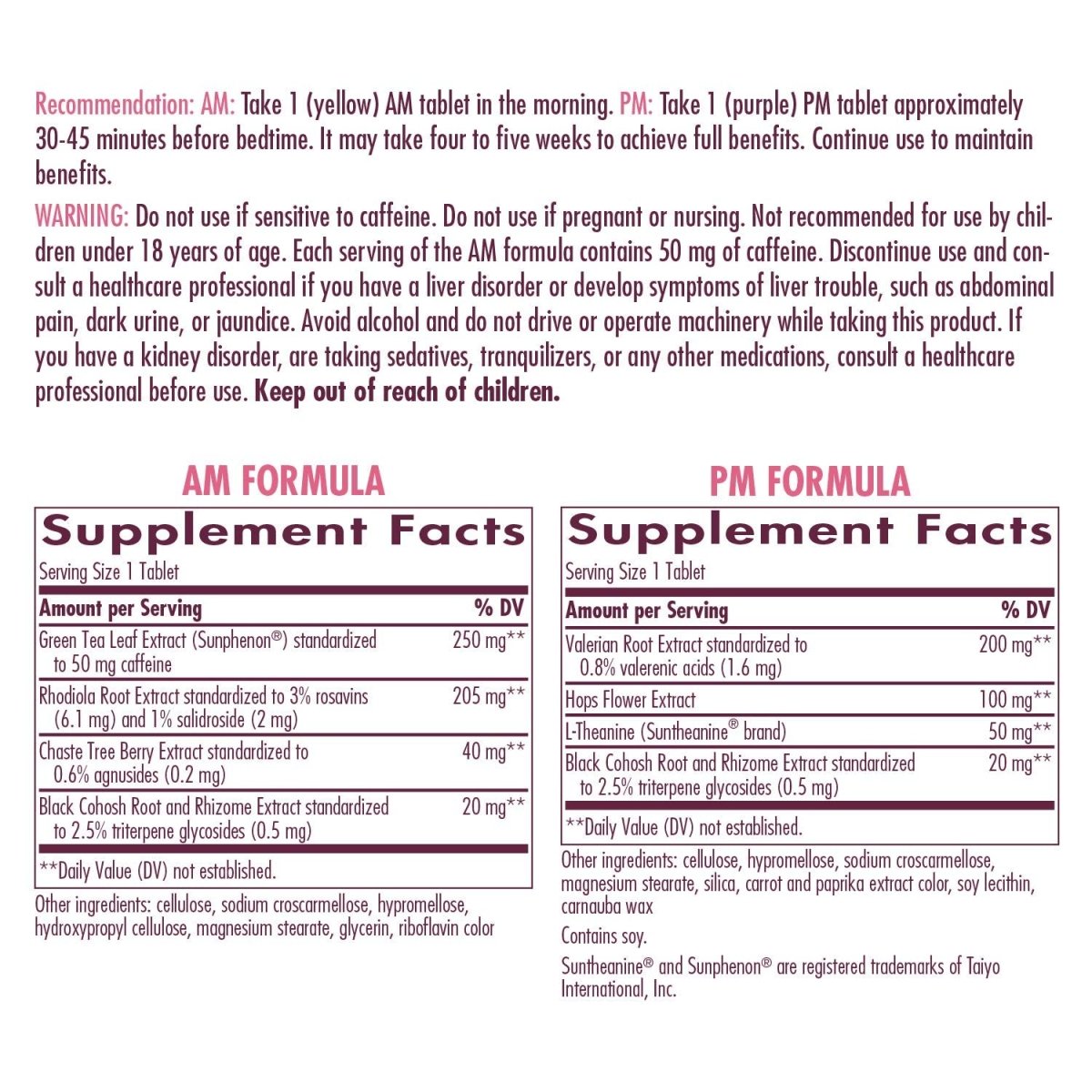 Nature's Way AM/PM PeriMenopause Formula - Hormone-Free Day & Night Relief, 30 AM & 30 PM Tablets