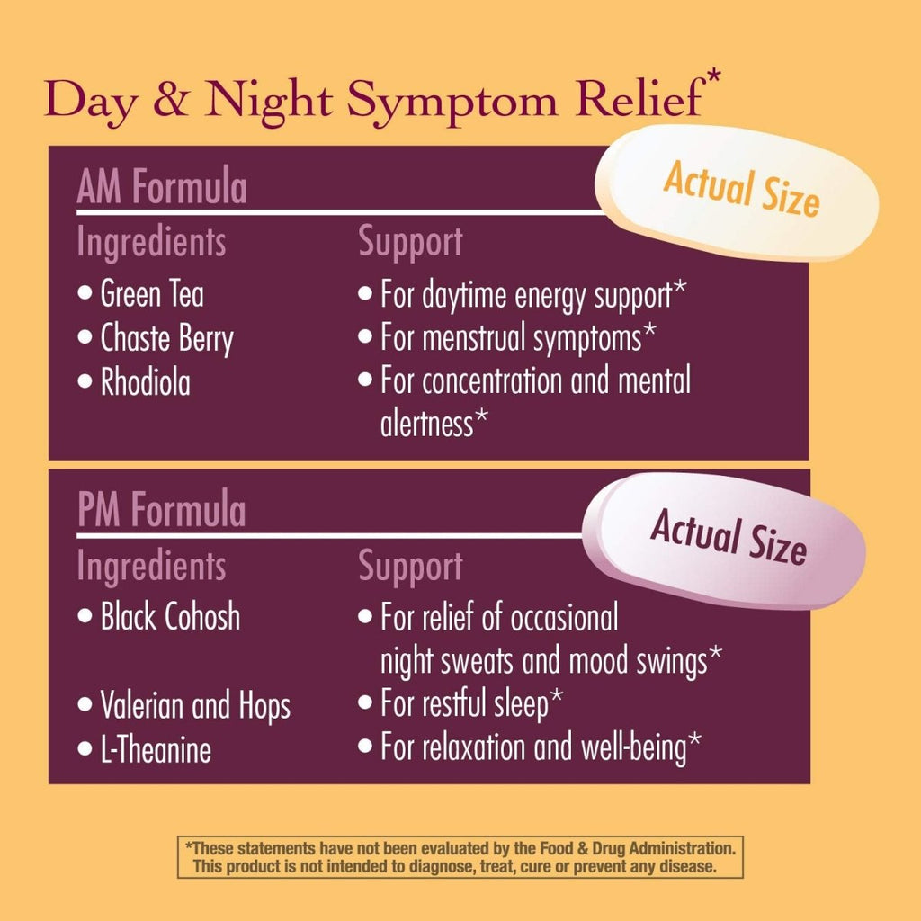 Nature's Way AM/PM PeriMenopause Formula - Hormone-Free Day & Night Relief, 30 AM & 30 PM Tablets