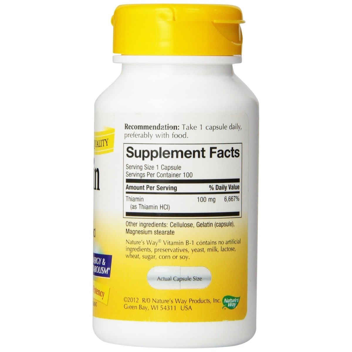 Nature's Way - B-1, 100 mg, 100 capsules