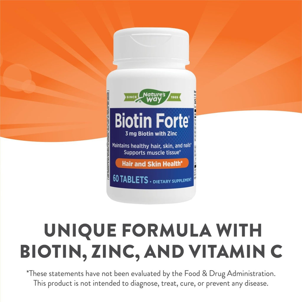 Nature's Way Biotin Forte 3mg with Zinc 60 Tablets