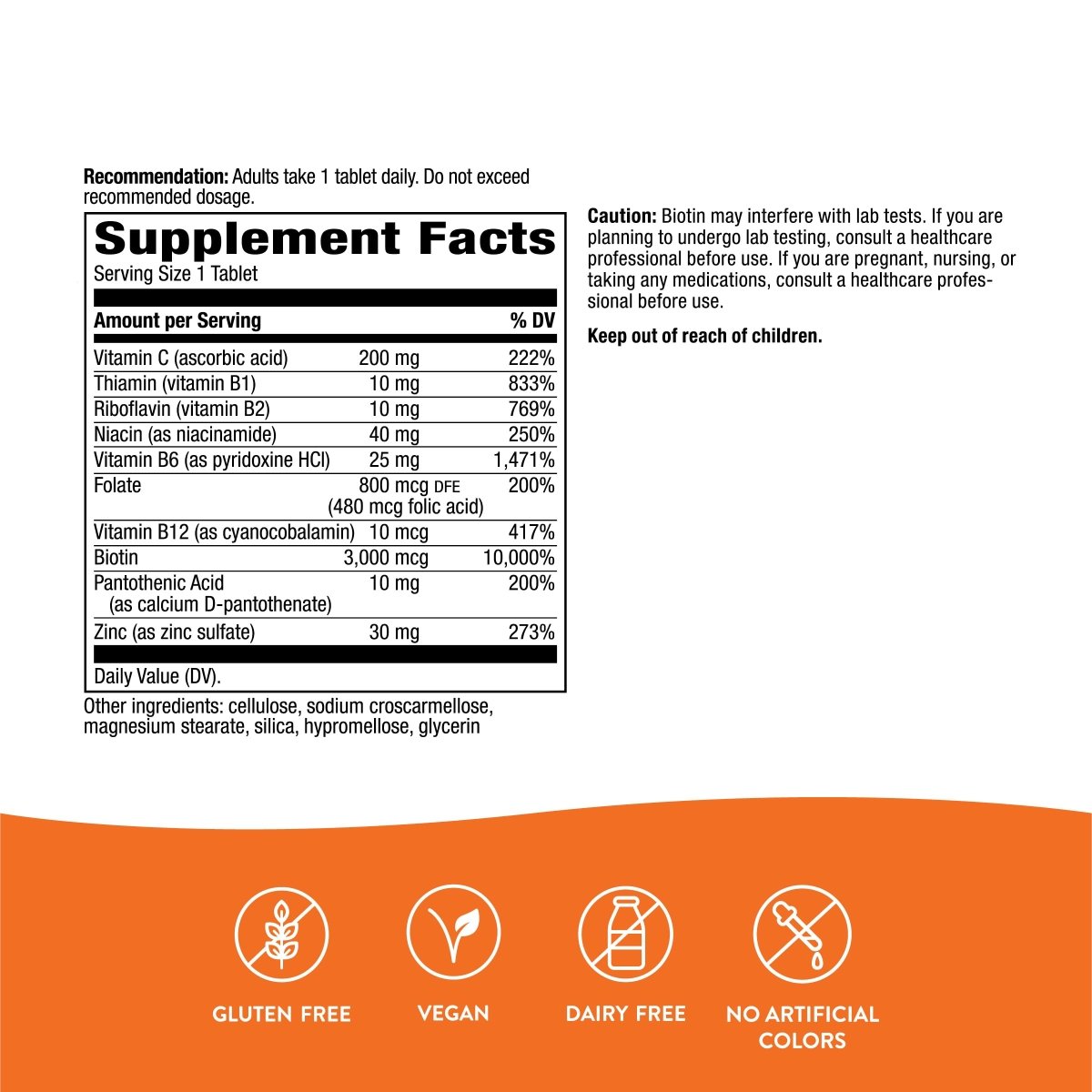 Nature's Way Biotin Forte 3mg with Zinc 60 Tablets