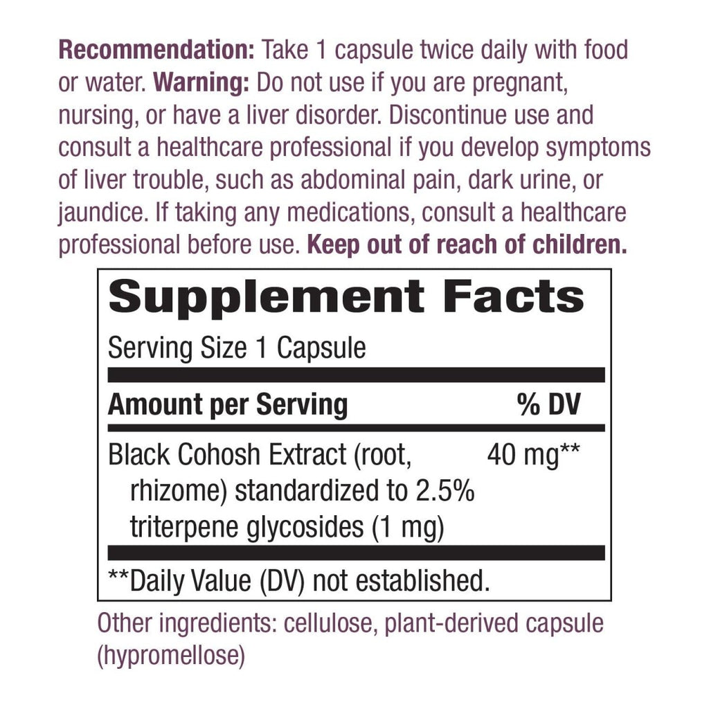 Nature's Way Black Cohosh - 40mg per Serving - Non-GMO - Gluten-Free - 120 Capsules