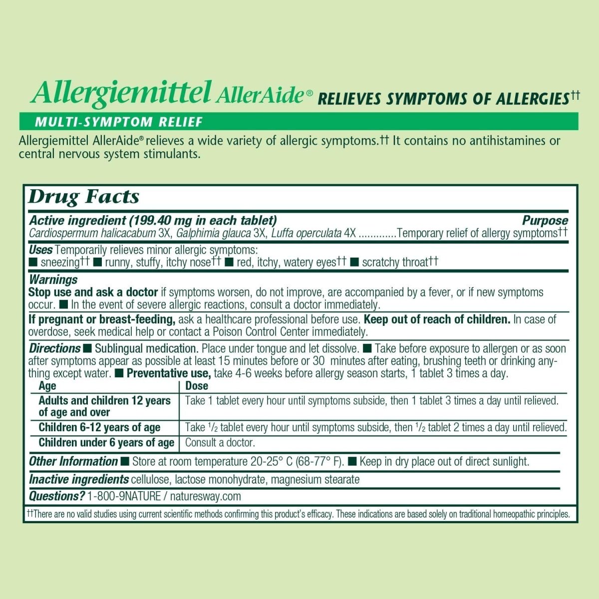 Nature's Way Boericke & Tafel Allergiemittel AllerAide, Allergy Relief??, 40 Tablets
