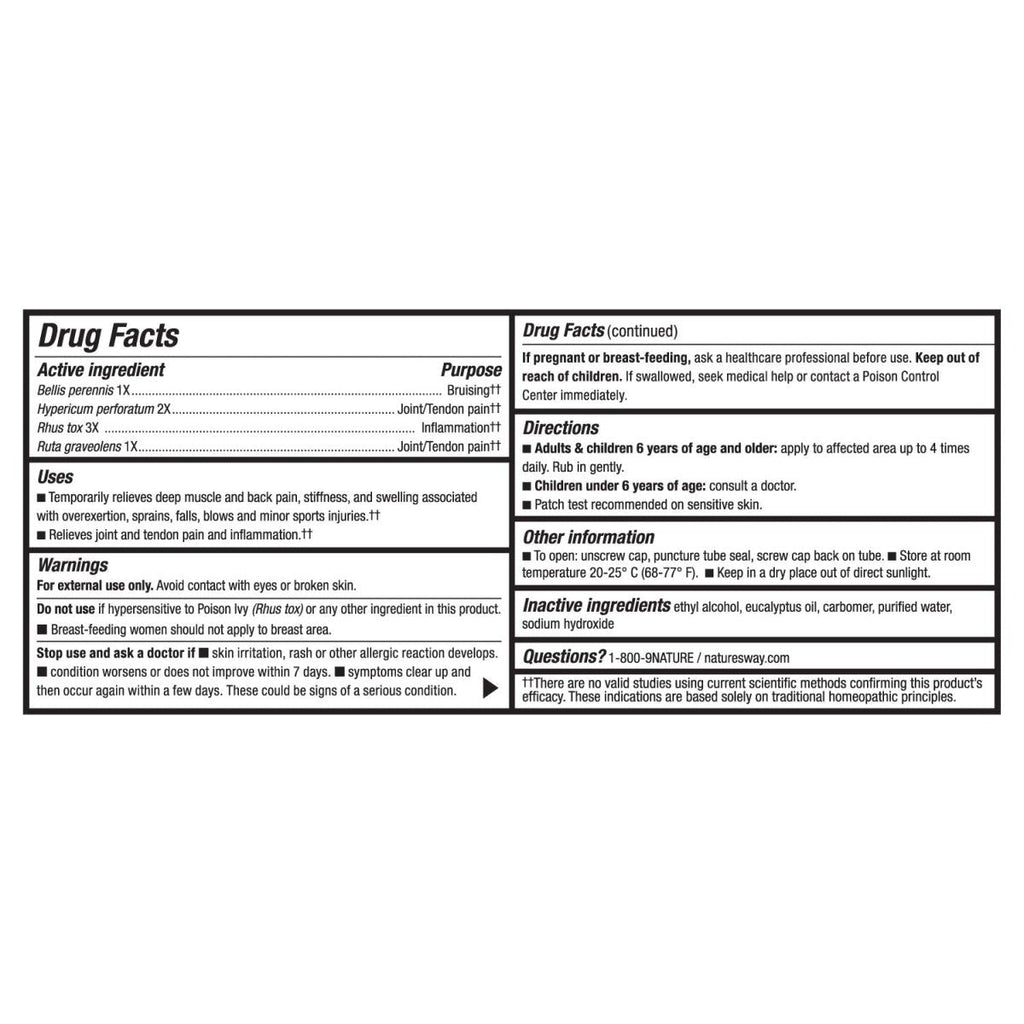Nature's Way Boericke & Tafel Sports Gel, Relief for Deep Muscle, Joint, Tendon, & Back Pain and Inflammation, Homeopathic, 2.5 oz