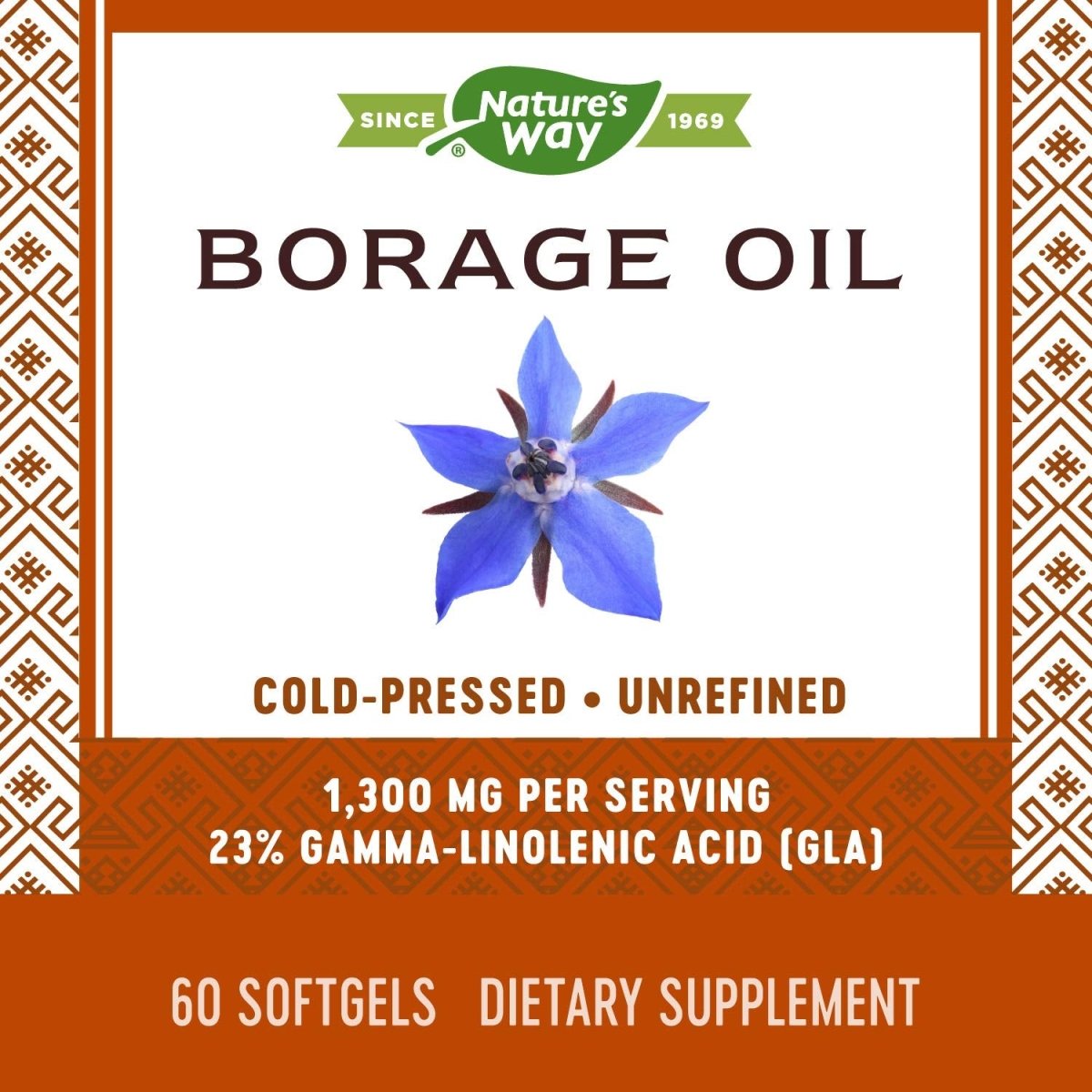 Nature's Way Borage, Cold Pressed Oil 1300mg, 60 Softgels