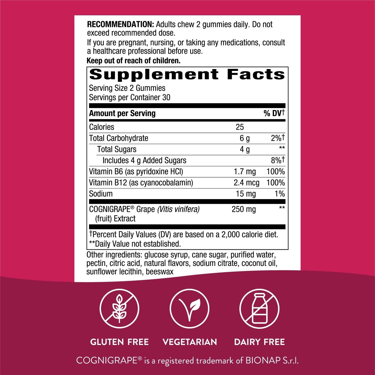 Nature's Way Brain Fuel, Supports Memory and Concentration*, Clinically Studied Cognigrape?, 60 Gummies, Grape Flavored