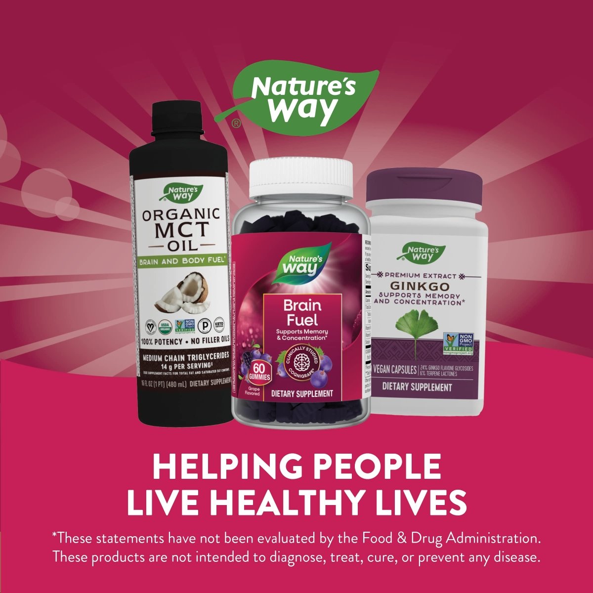 Nature's Way Brain Fuel, Supports Memory and Concentration*, Clinically Studied Cognigrape?, 60 Gummies, Grape Flavored