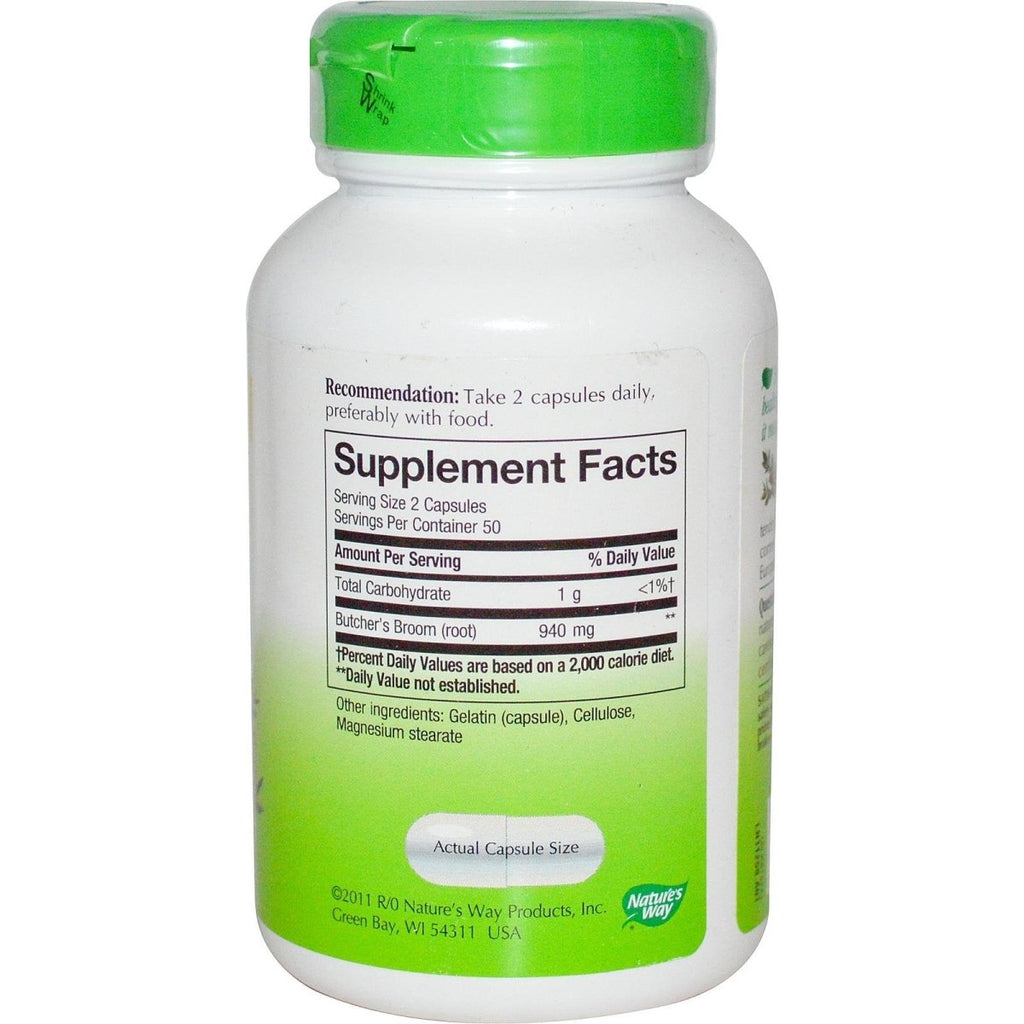 Nature's Way Butchers Broom Root - 100 Capsules