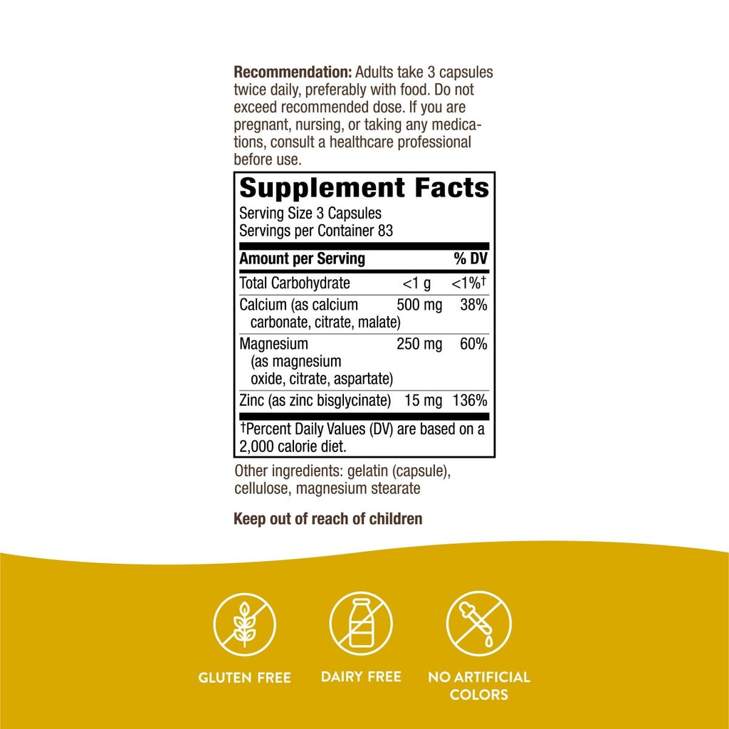 Nature's Way Calcium Magnesium & Zinc 250 Capsules