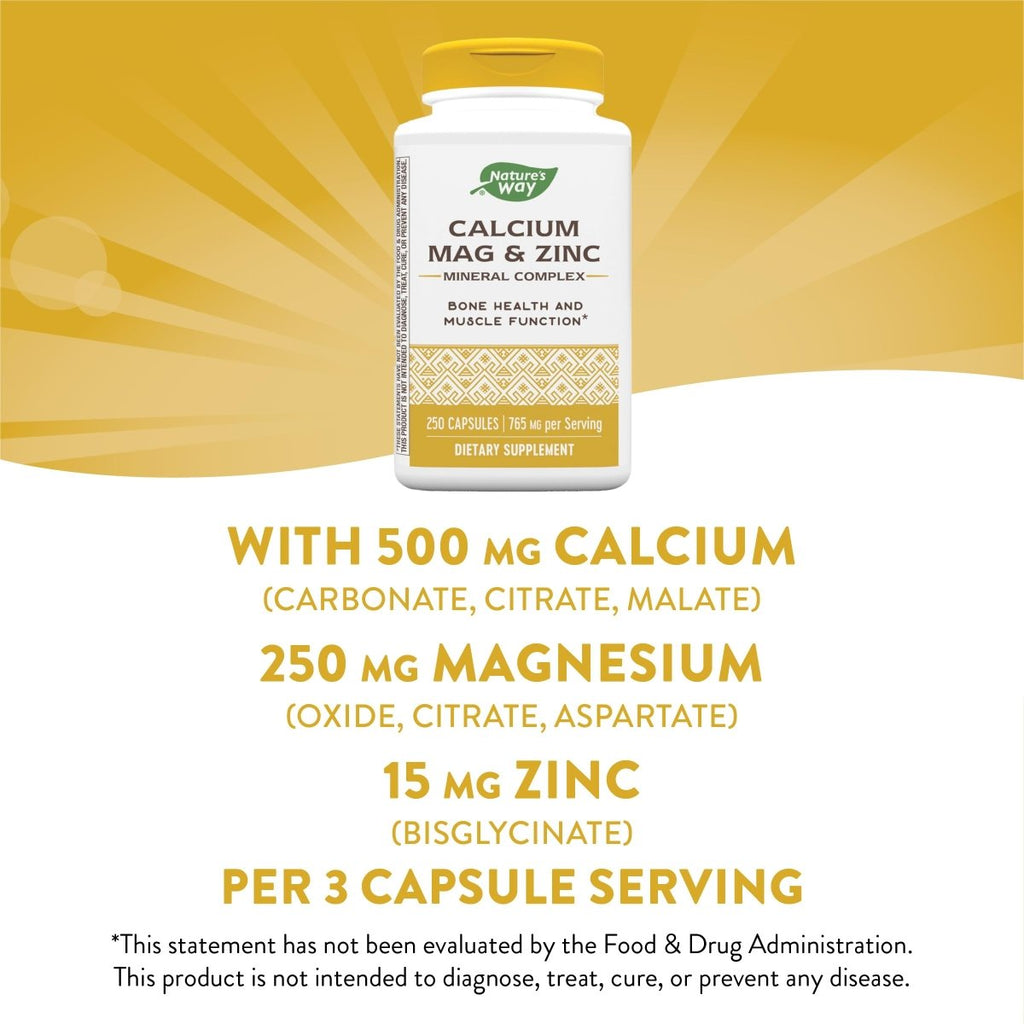 Nature's Way Calcium Magnesium & Zinc 250 Capsules