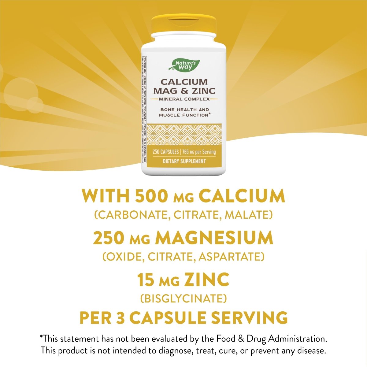 Nature's Way Calcium Magnesium & Zinc 250 Capsules