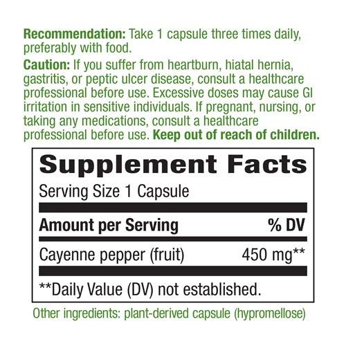 Nature's Way Cayenne Fruit - Natural Capsaicin Supplement for Circulatory and Digestive Health - 100 Vegetarian Capsules
