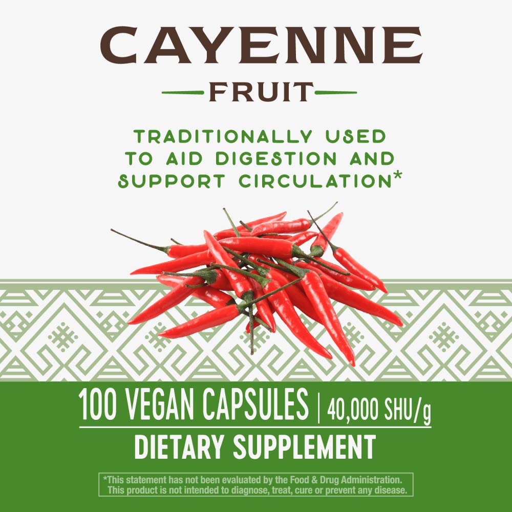Nature's Way Cayenne Fruit - Natural Capsaicin Supplement for Circulatory and Digestive Health - 100 Vegetarian Capsules