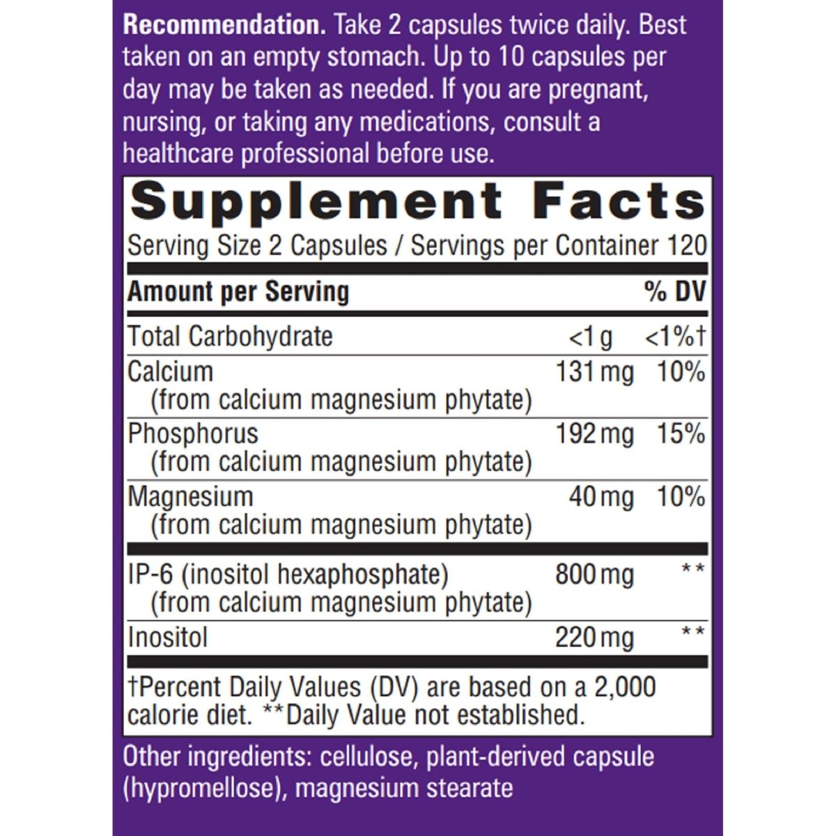 Nature's Way Cell Fort? IP-6 & Inositol Supplement, Gluten-Free, Vegan, 240 Capsules