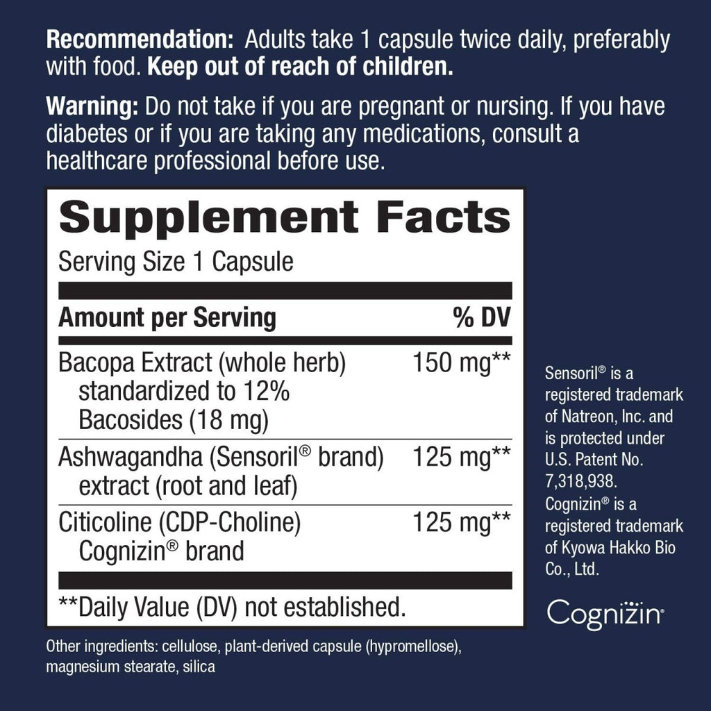 Nature's Way Clear Thinking Cognitive Performance*, Ashwagandha, Reduces Stress and Supports Cognitive Performance*, 40 Capsules