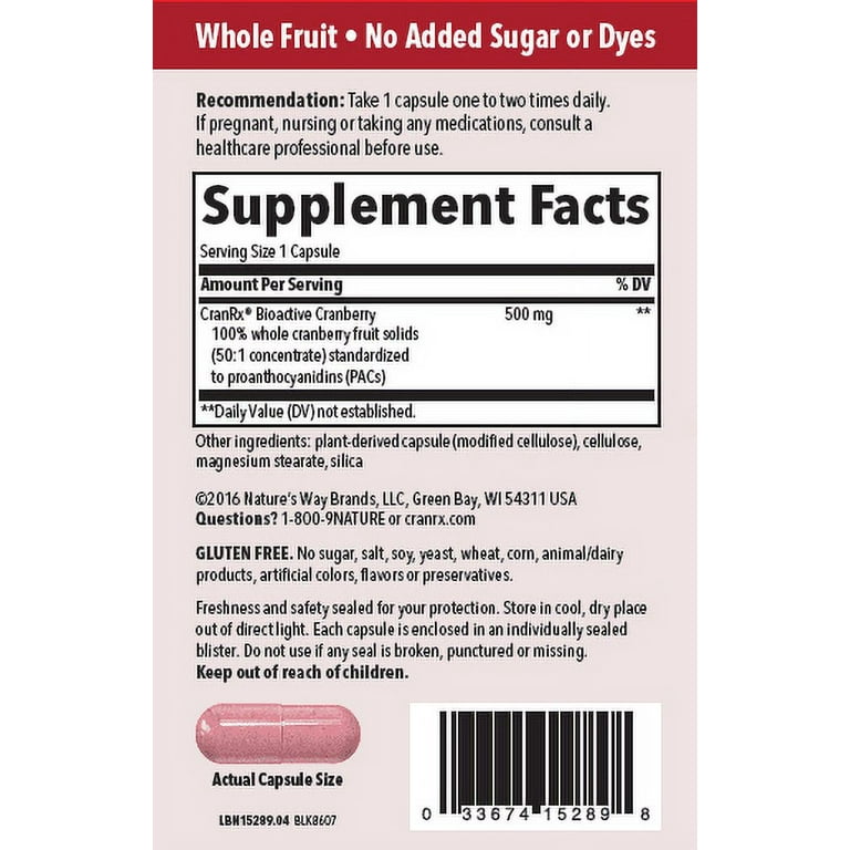 Nature's Way CranRx BioActive Cranberry 30 Vcaps - 15289 - 3 Pack
