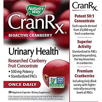 Nature's Way CranRx BioActive Cranberry Urinary Health 500 mg potency, Once Daily, 30 VCaps