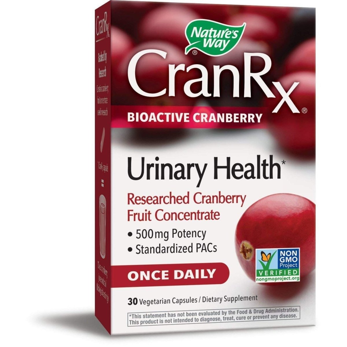 Nature's Way CranRx BioActive Cranberry Urinary Health 500 mg potency, Once Daily, 30 VCaps