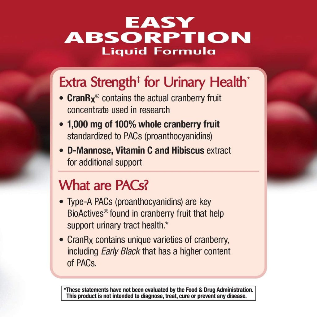 Nature's Way CranRx Extra Strength Cranberry 1,000 mg, D-Mannose + Vit C + Hibiscus, 16 fl. oz.