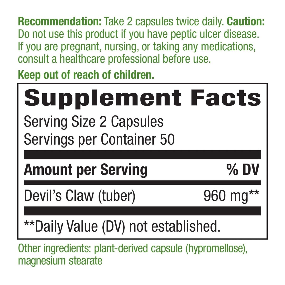 Nature's Way Devil?s Claw Secondary Root 480 mg 100 Vcaps