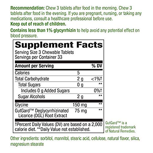 Nature's Way, DGL (Without Fructose), 100 Chewable Tablets