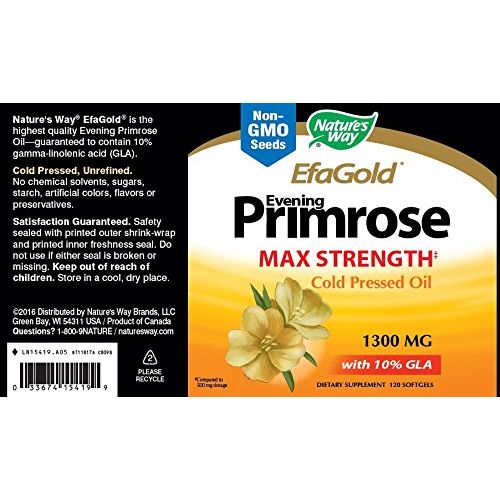 Nature's Way Evening Primrose - EFA Gold Cold Pressed Oil 1300mg - 120 Softgels
