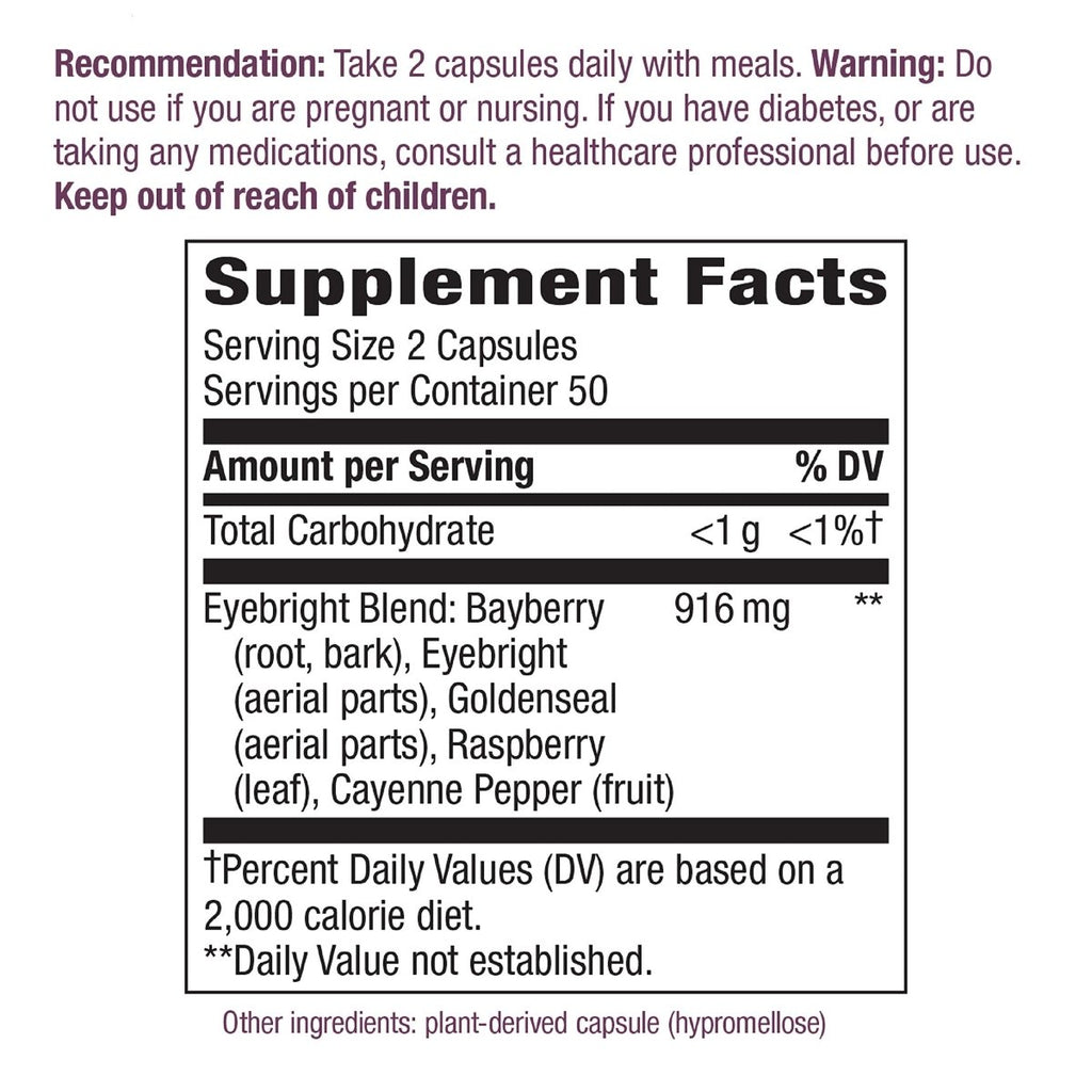 Nature's Way Eyebright Blend, Herbal Blend, Non-GMO Project Verified, Gluten-Free, Vegan, 100 Capsules