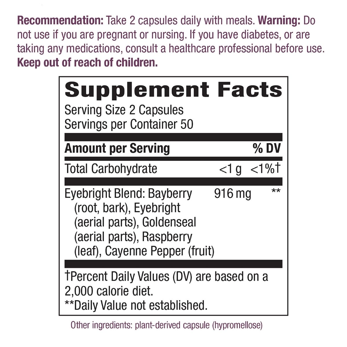 Nature's Way Eyebright Blend, Herbal Blend, Non-GMO Project Verified, Gluten-Free, Vegan, 100 Capsules