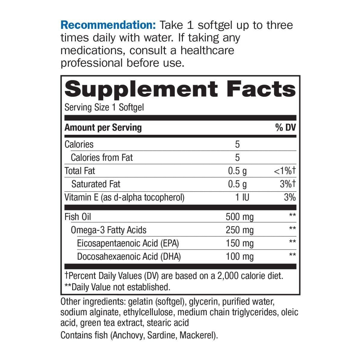 Nature's Way Fisol 50% EPA and DHA Enteric-Coated Fish Oil, No Fishy Burp-Back, 180 Softgels